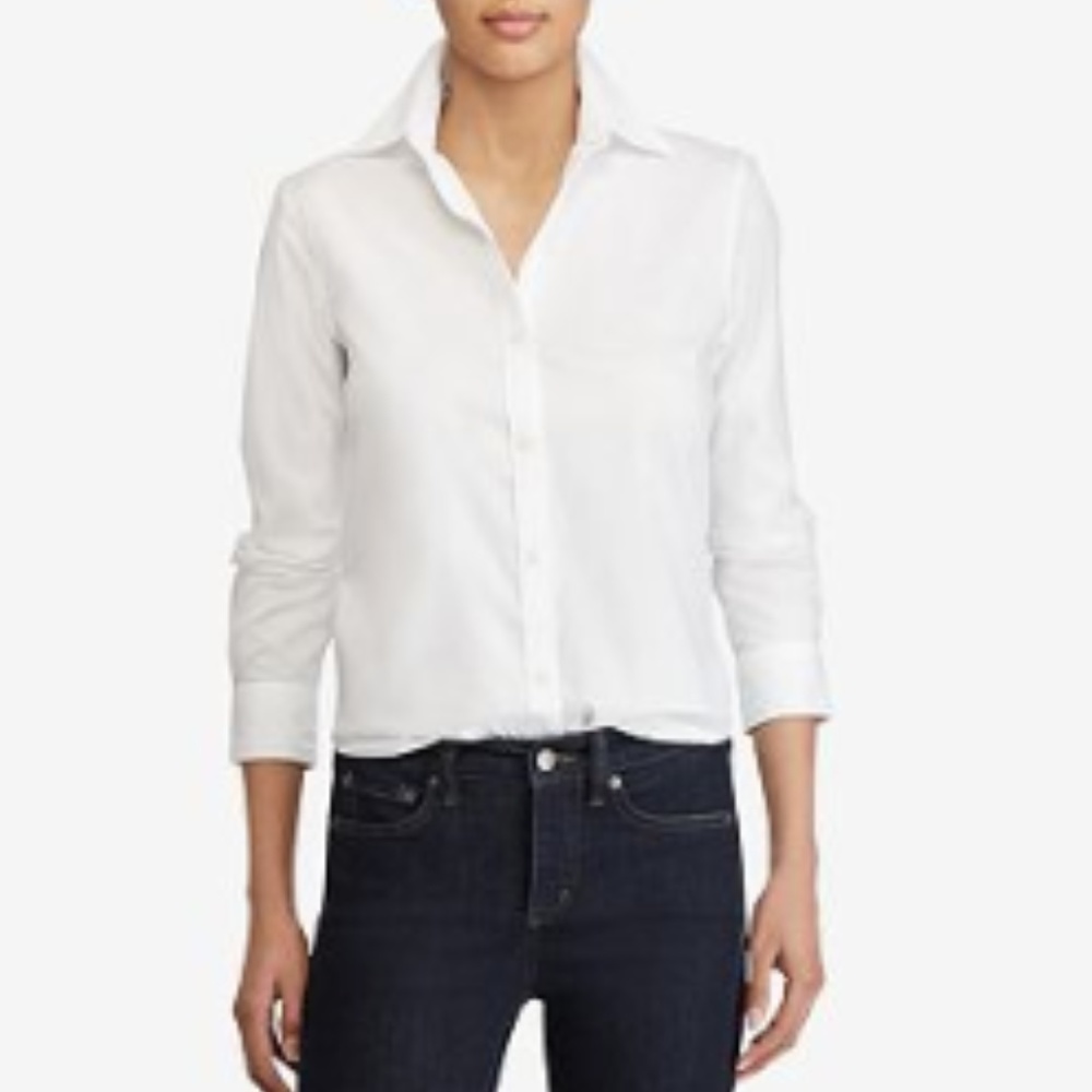 Lauren Ralph Lauren White Collared Button Down